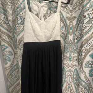 Elegant Black and White Lace Dress